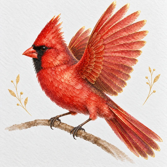 Metallic watercolor cardinal