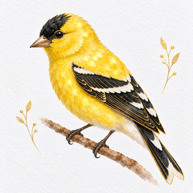 Metallic watercolor Goldfinch
