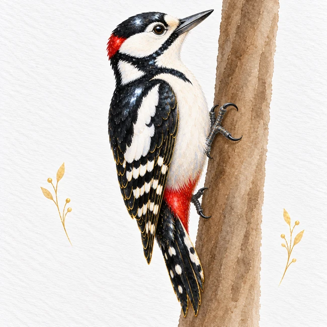 Metallic watercolor Woodpecker