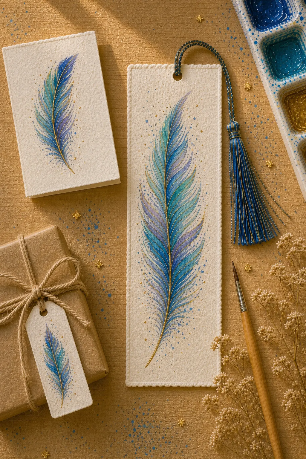 Bonus 3: Bird feather bookmark, greeting card, and gift tag